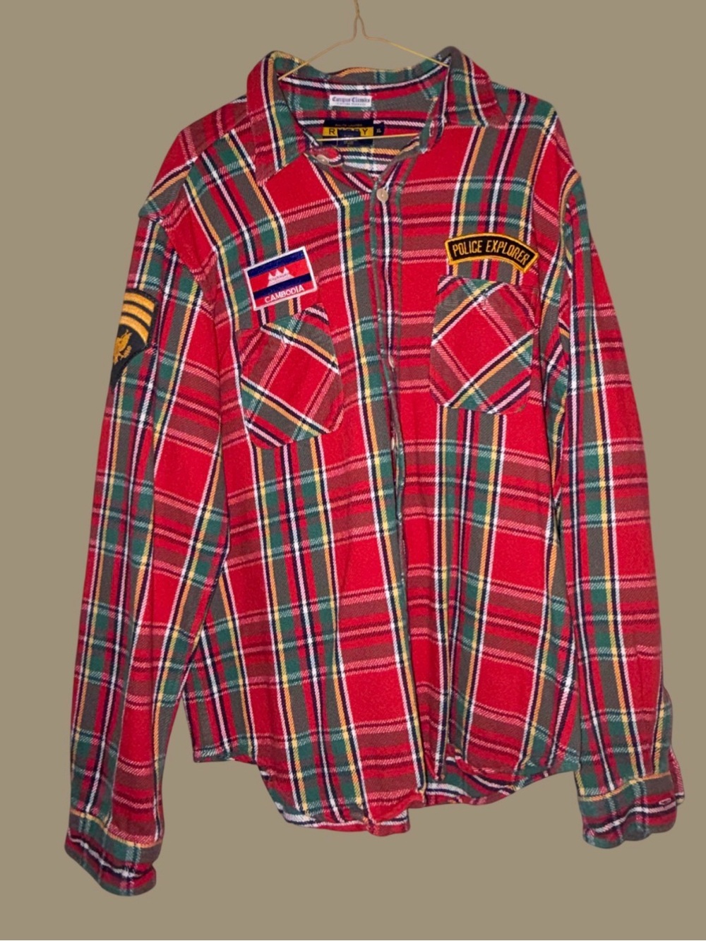 Rugby Ralph Lauren Red Plaid Button-Down Shirt with Patch Accents